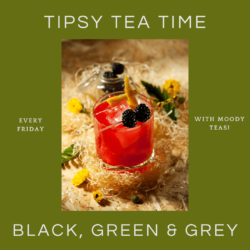 Black Green and Grey, a fruity floral bourbon tea cocktail