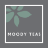 Moody Teas logo — green tea leaves on gray, from a Black-, Woman-, & LGBTQ-owned affordable tea brand.